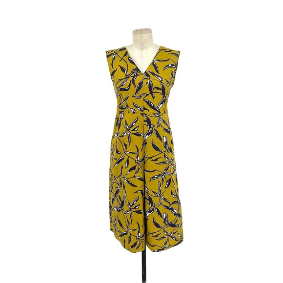 S' MAXMARA Pepsi Printed Dress in Ocher Color Yellow‎ Blue Size Small - Picture 2 of 8